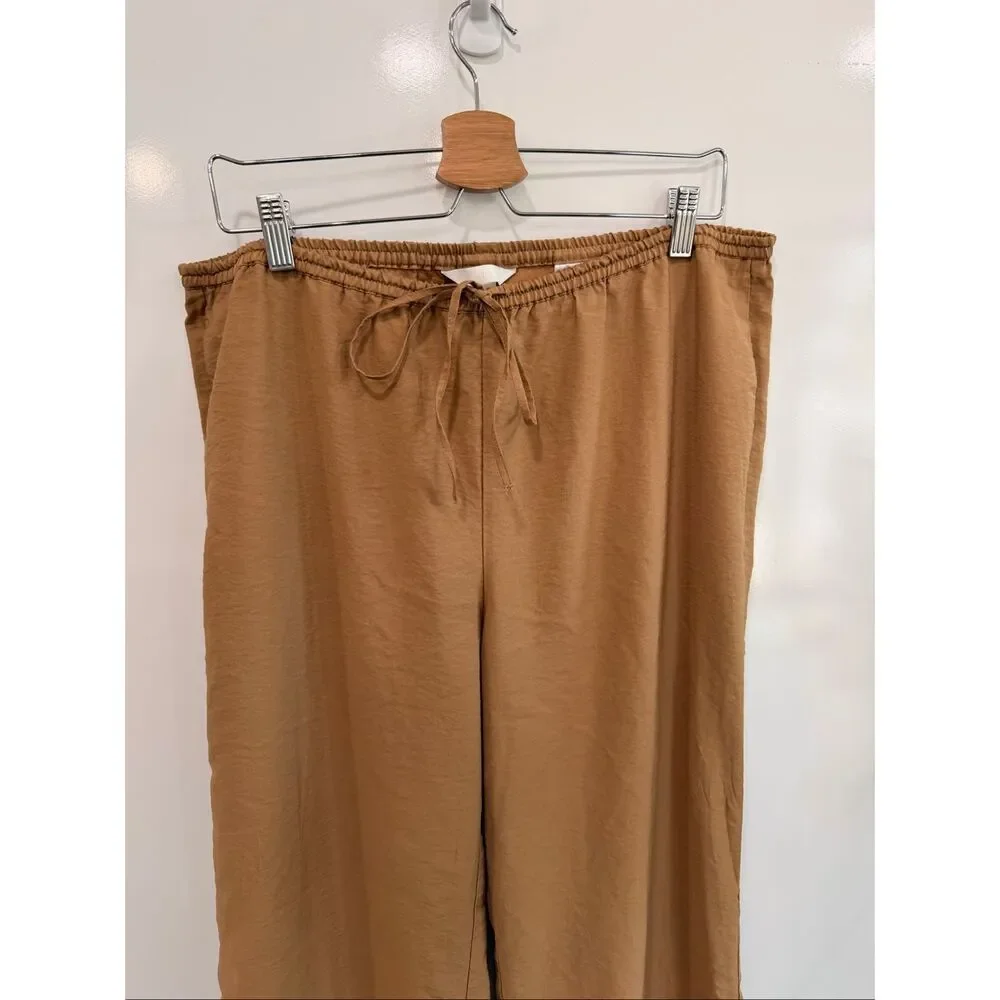 H&M Wide Leg Drawstring Pants Camel Size L